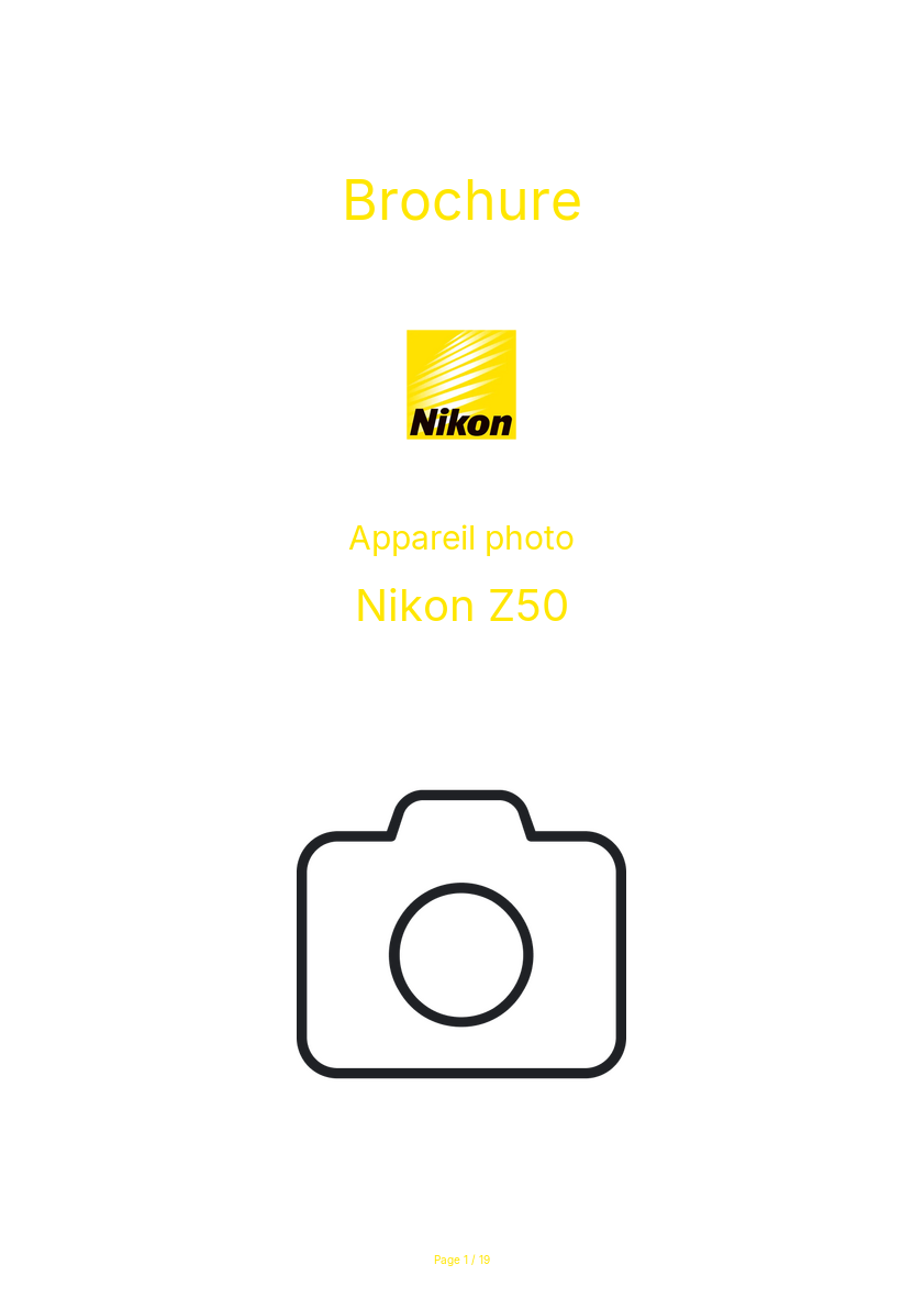 Page 1 de la notice Brochure Nikon Z50