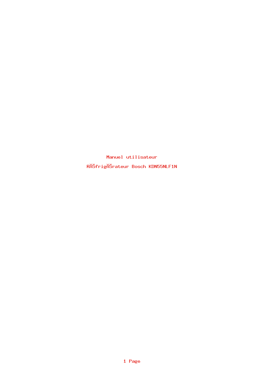 Page 1 de la notice Manuel utilisateur Bosch KDN55NLF1N