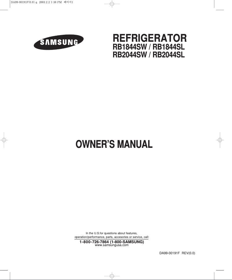 Página 1 del manual Manual de usuario Samsung RB2044SL
