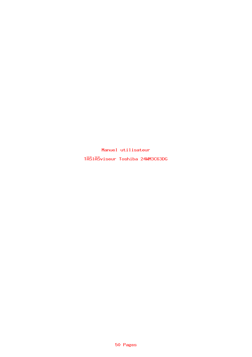 Page 1 de la notice Manuel utilisateur Toshiba 24WM3C63DG