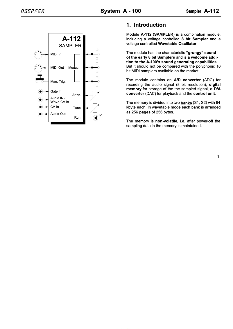 Page 1 de la notice Manuel utilisateur Doepfer A-112