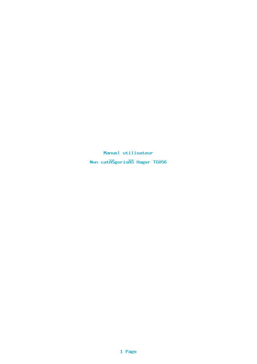 Page 1 de la notice Manuel utilisateur Hager TG056