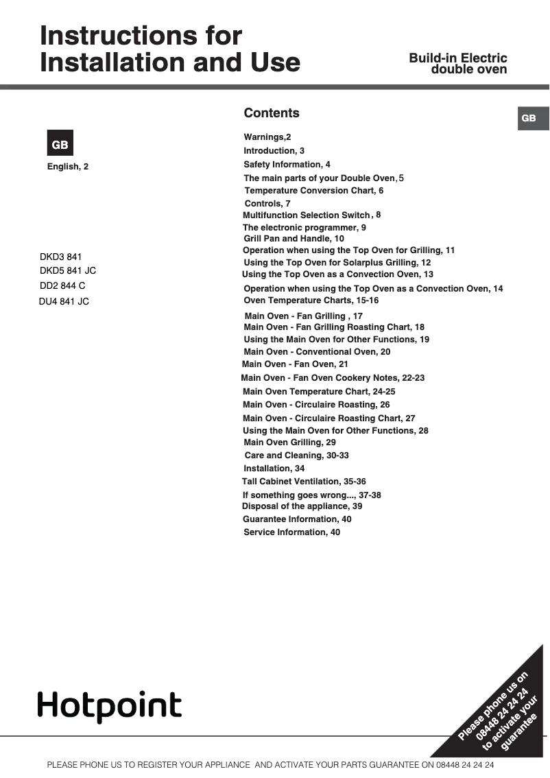 Página 1 del manual Manual de usuario Hotpoint DKD5 841 J C IX