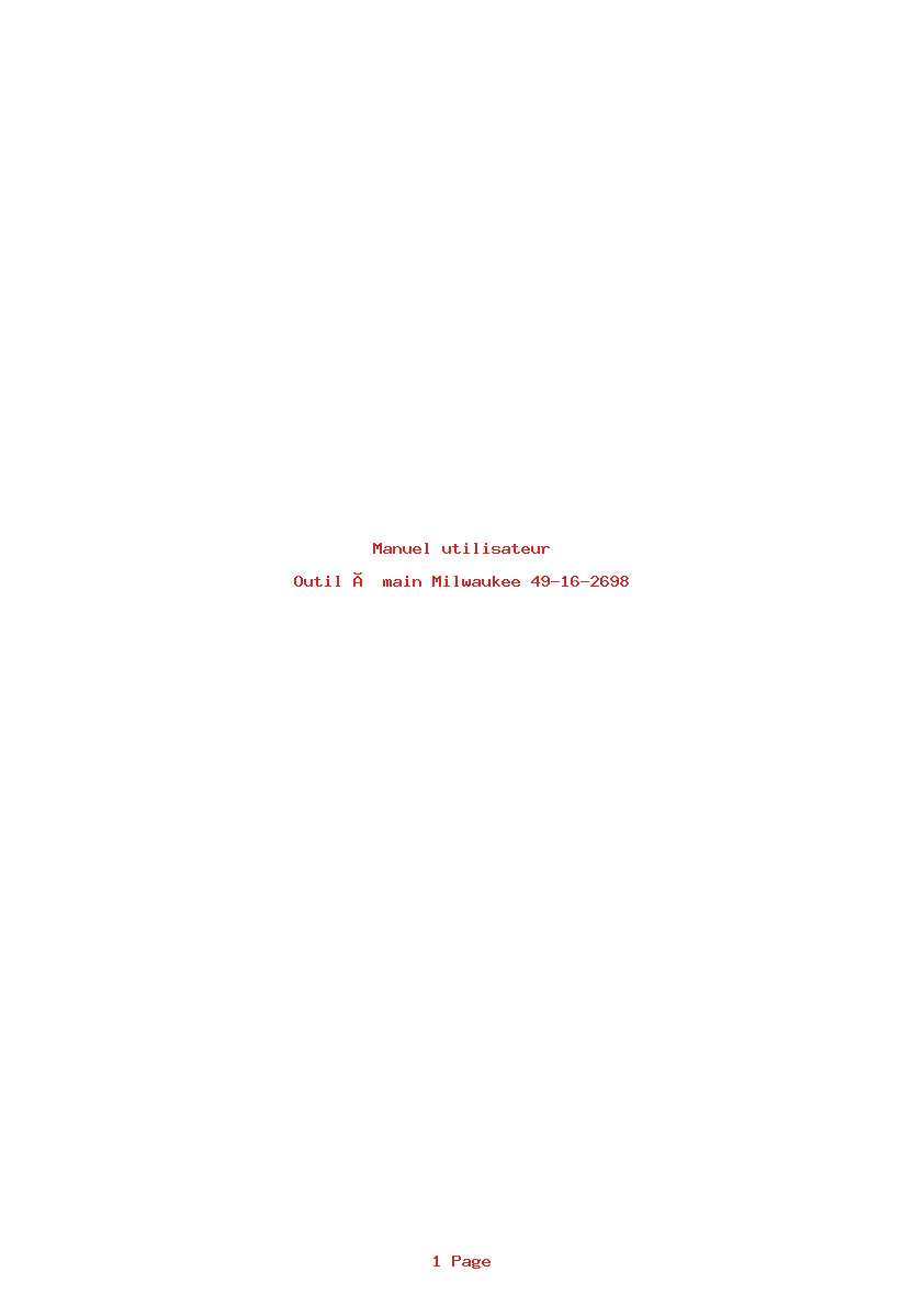 Page 1 de la notice Manuel utilisateur Milwaukee 49-16-2698