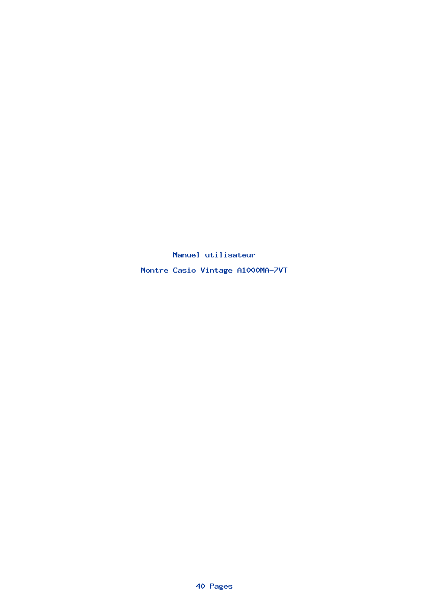 Page 1 de la notice Manuel utilisateur Casio Vintage A1000MA-7VT