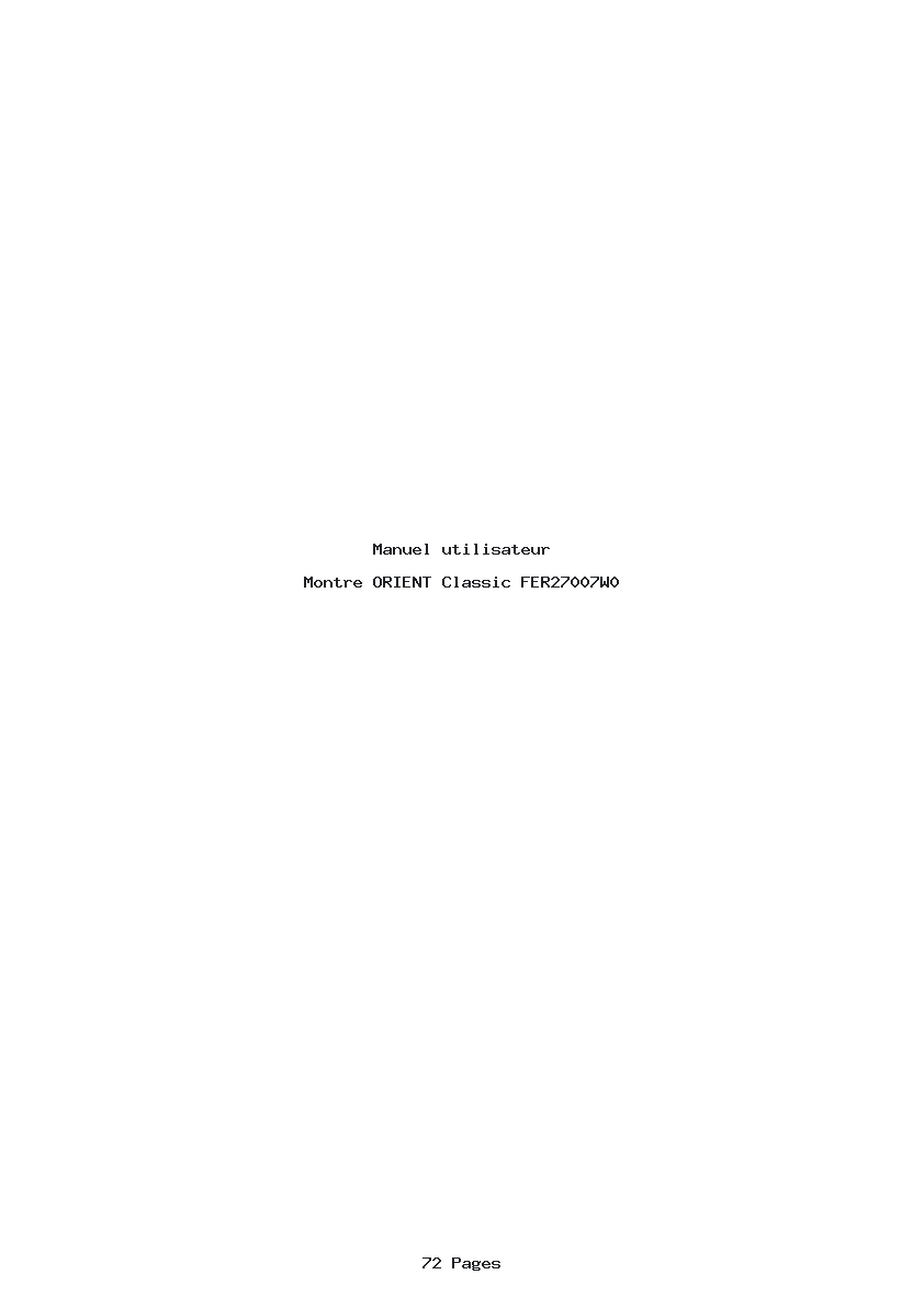 Page 1 de la notice Manuel utilisateur ORIENT Classic FER27007W0