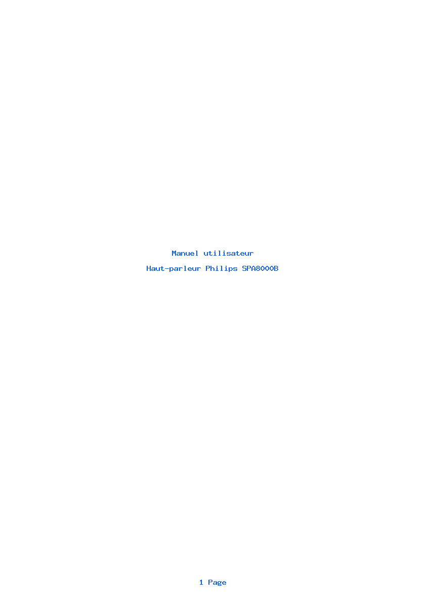 Page 1 de la notice Manuel utilisateur Philips SPA8000B