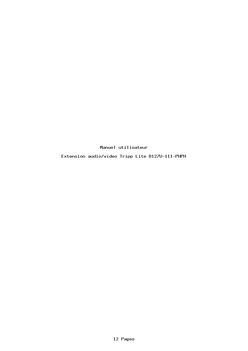 Page 1 de la notice Manuel utilisateur Tripp Lite B127U-111-PHPH