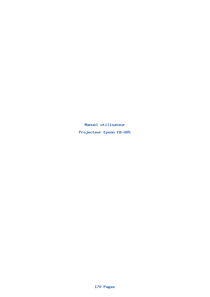 Page 1 de la notice Manuel utilisateur Epson EB-U05