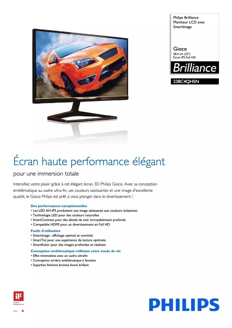 Page n°1 - Fiche technique Philips Brilliance 238C4QHSN