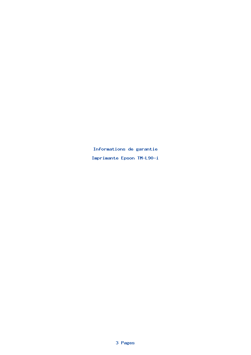 Page 1 de la notice Informations de garantie Epson TM-L90-i