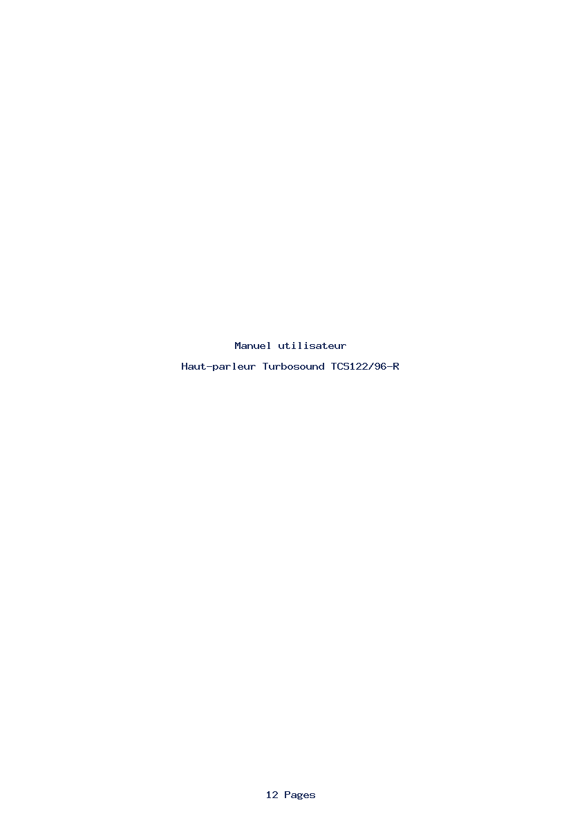 Page 1 de la notice Manuel utilisateur Turbosound TCS122/96-R