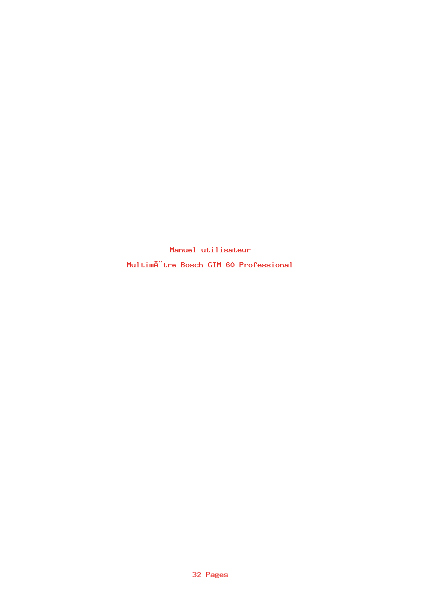 Page 1 de la notice Manuel utilisateur Bosch GIM 60 Professional