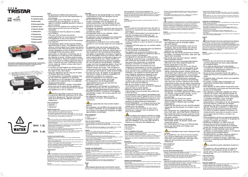 Page 1 de la notice Manuel utilisateur TriStar BQ-2813