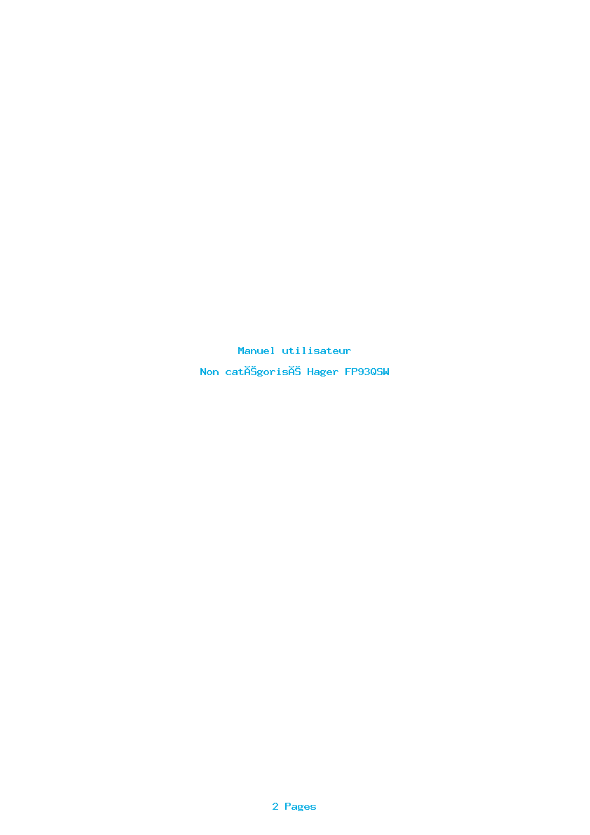 Page 1 de la notice Manuel utilisateur Hager FP93QSW
