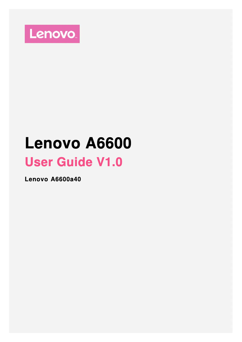 Page 1 de la notice Manuel utilisateur Lenovo A6600 Plus