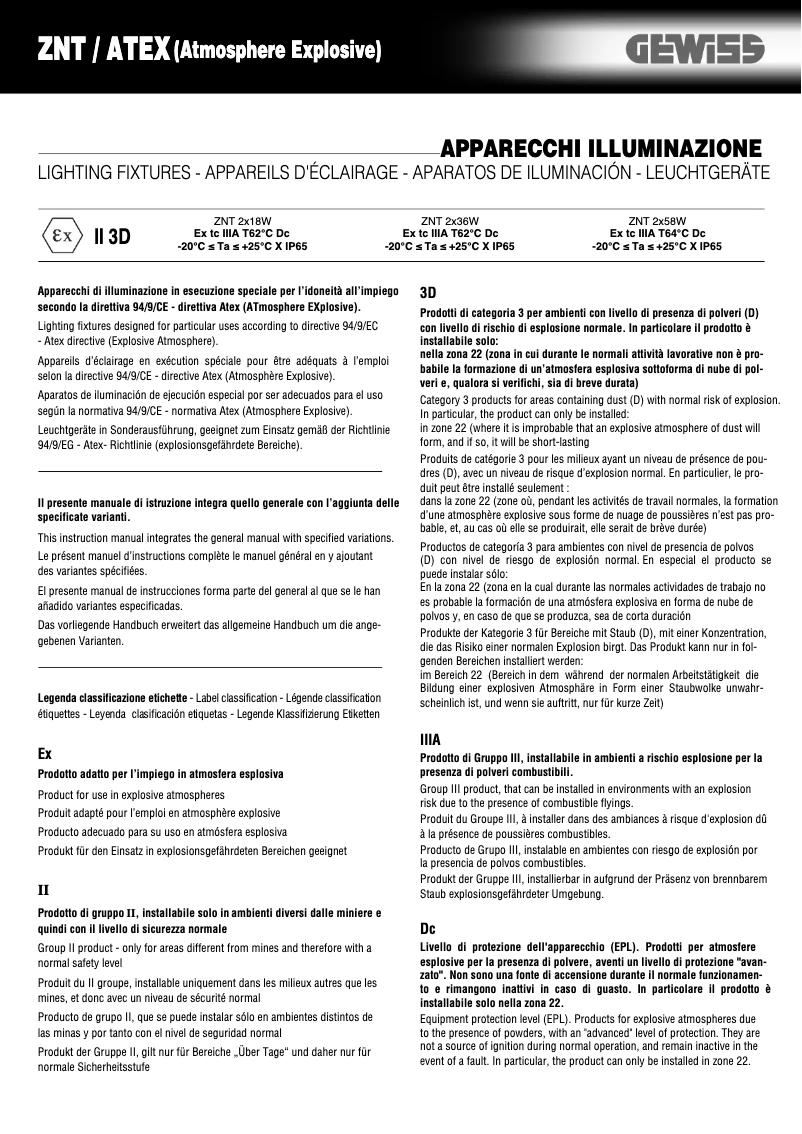 Page 1 de la notice Manuel utilisateur Gewiss GW80446