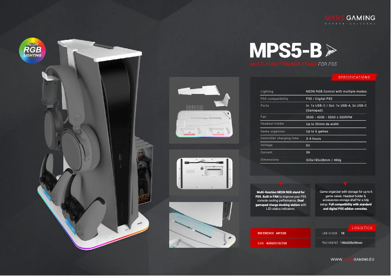 Page 1 de la notice Fiche technique Mars Gaming MPS5-B