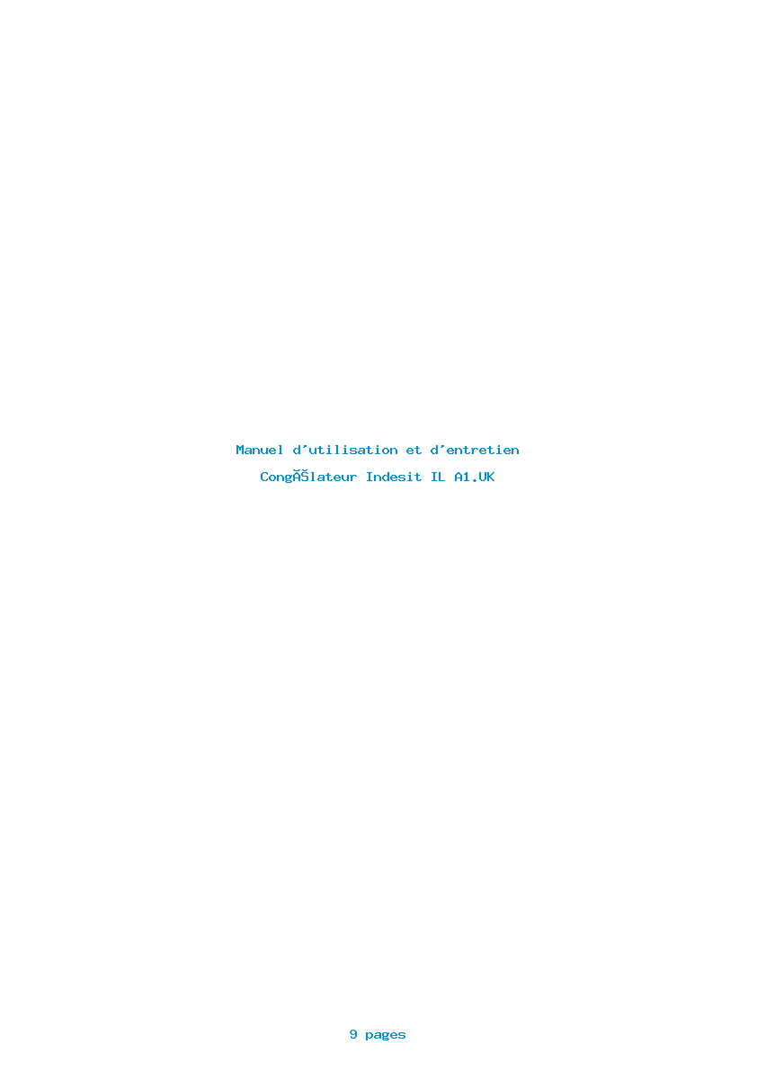 Page 1 de la notice Manuel d'utilisation et d'entretien Indesit IL A1.UK