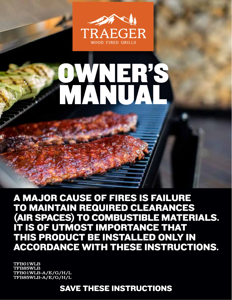 Page 1 of the manual User Manual Traeger TFB01WLEC