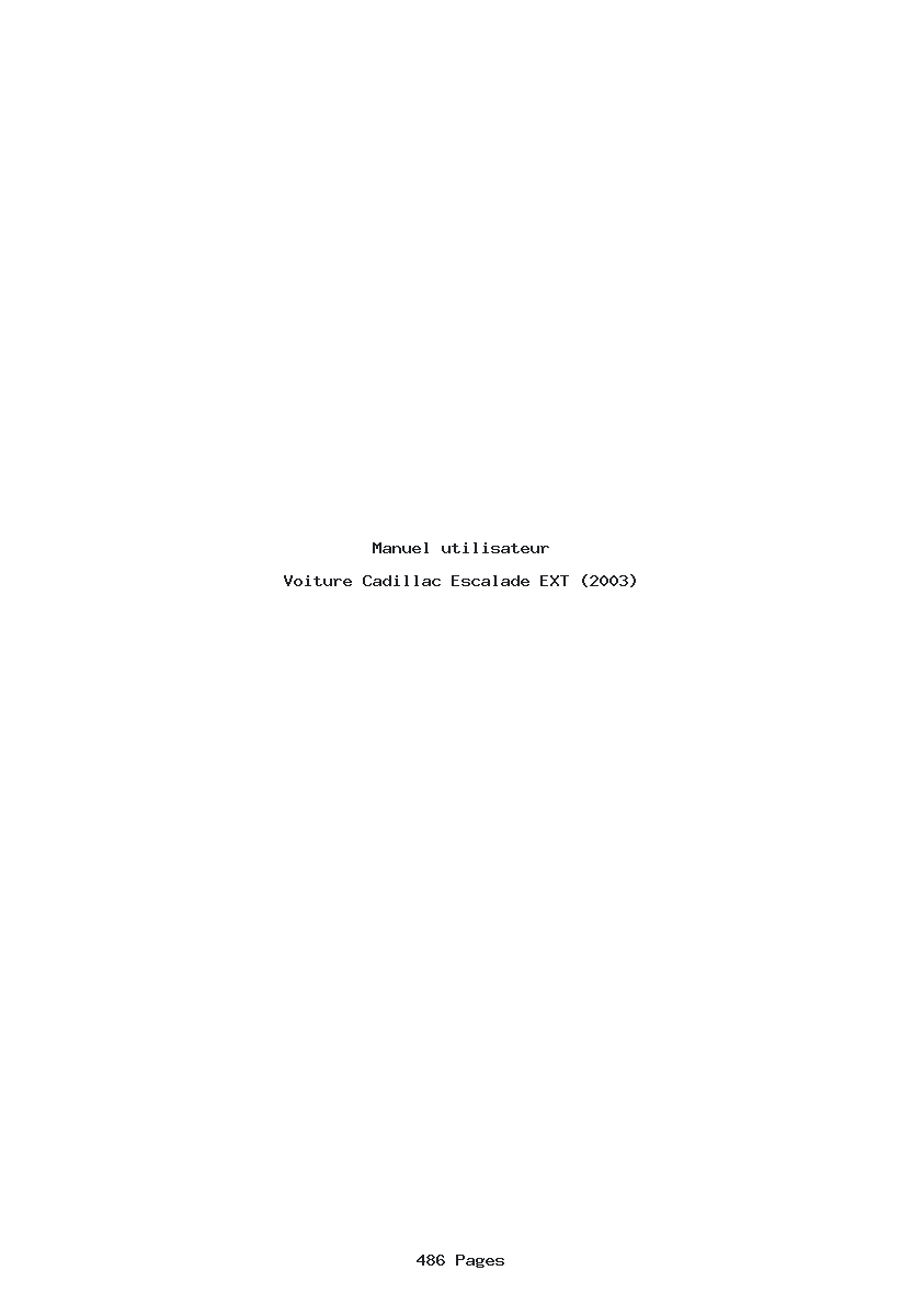 Page 1 de la notice Manuel utilisateur Cadillac Escalade EXT (2003)