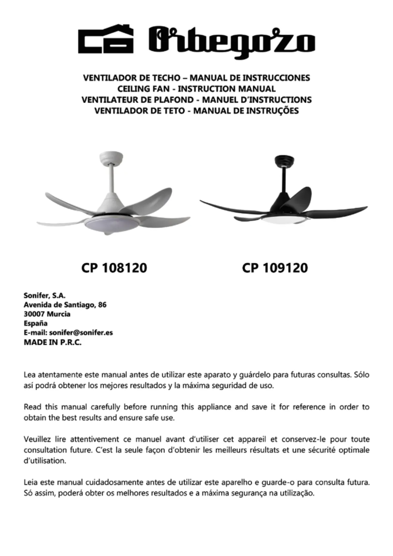 Page 1 de la notice Manuel utilisateur Orbegozo CP 108120