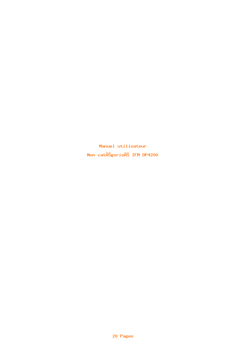 Page 1 de la notice Manuel utilisateur IFM DP4200