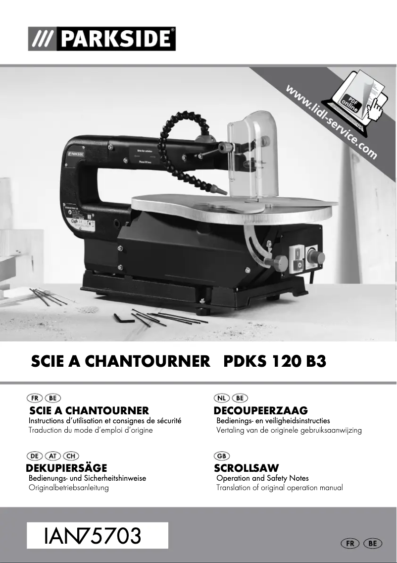 Page 1 de la notice Manuel utilisateur Parkside PDKS 120 B3