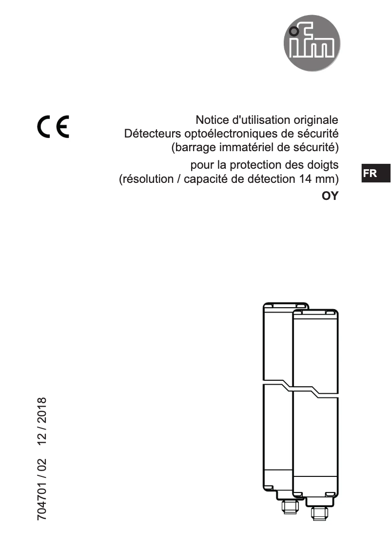 Page 1 de la notice Manuel utilisateur IFM OY007S
