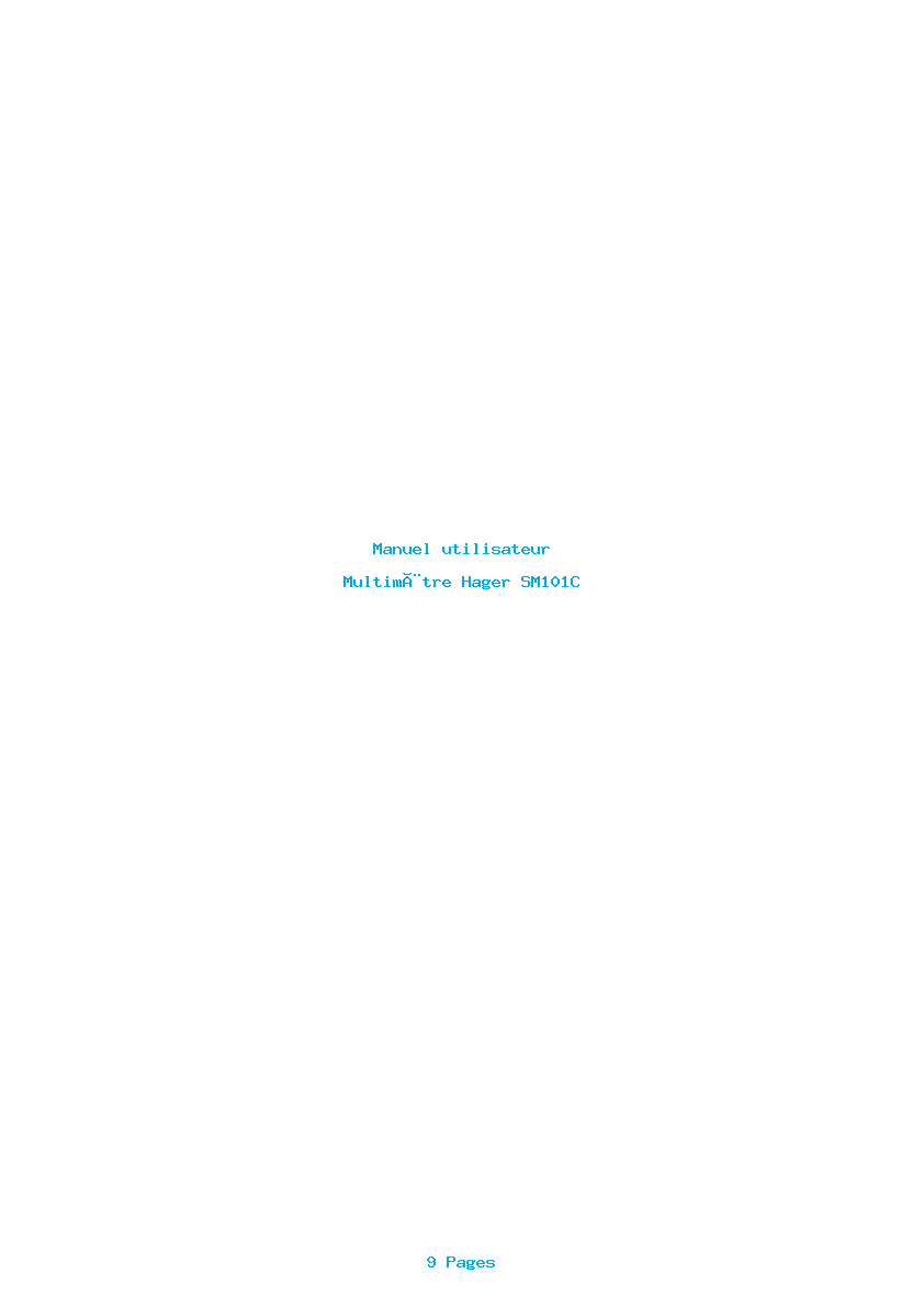 Page 1 de la notice Manuel utilisateur Hager SM101C