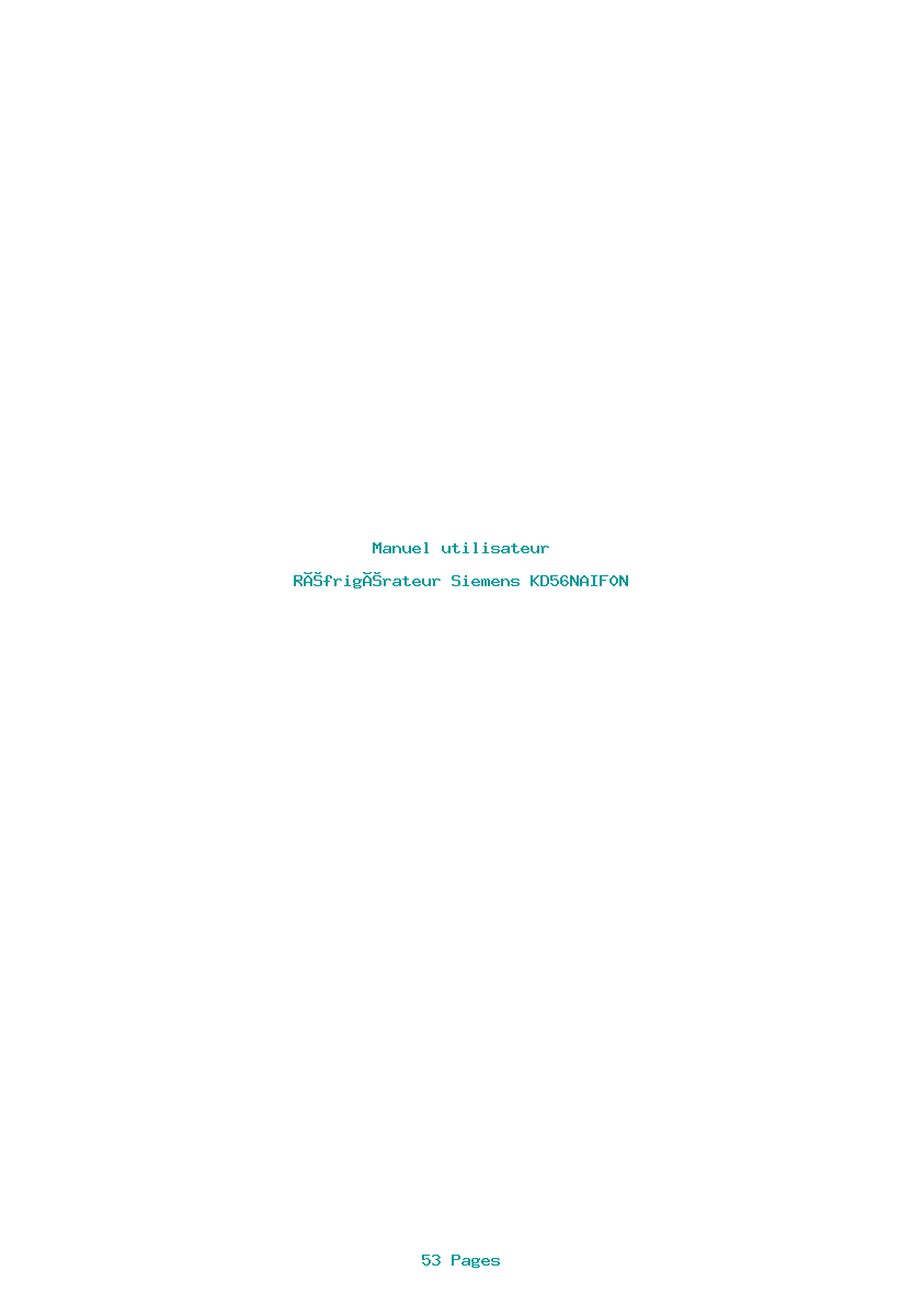 Page 1 de la notice Manuel utilisateur Siemens KD56NAIF0N