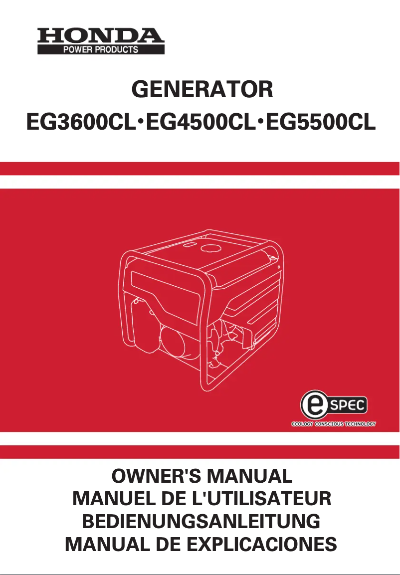 Page 1 de la notice Manuel utilisateur Honda EG4500CL