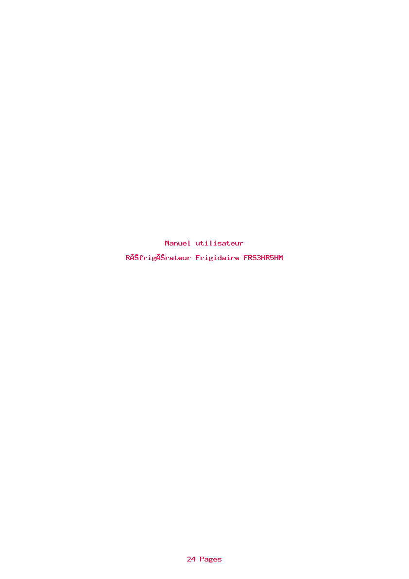 Page 1 de la notice Manuel utilisateur Frigidaire FRS3HR5HM