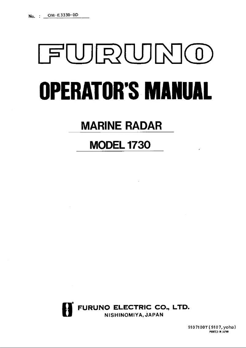 Page 1 de la notice Manuel utilisateur Furuno 1730