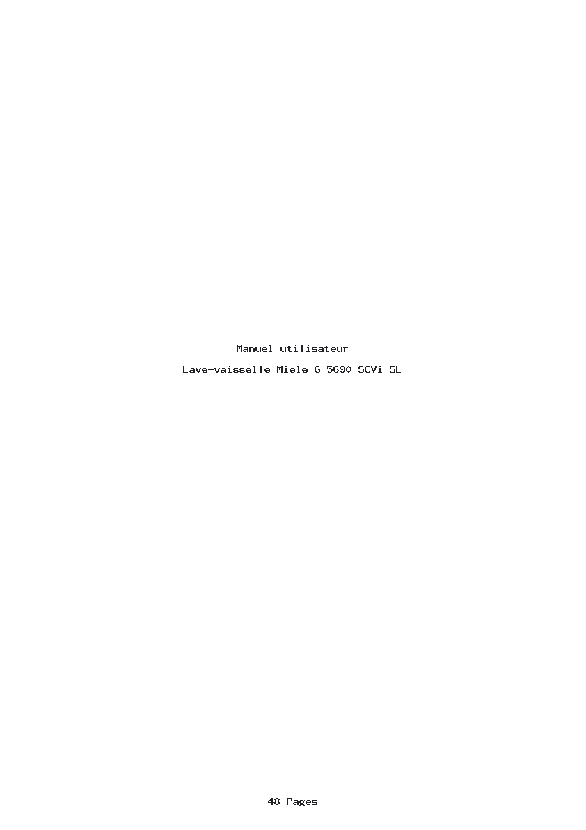Page 1 de la notice Manuel utilisateur Miele G 5690 SCVi SL