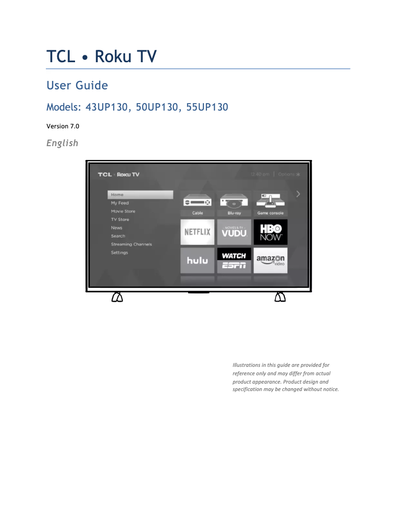 Página 1 del manual Manual de usuario TCL 50UP130