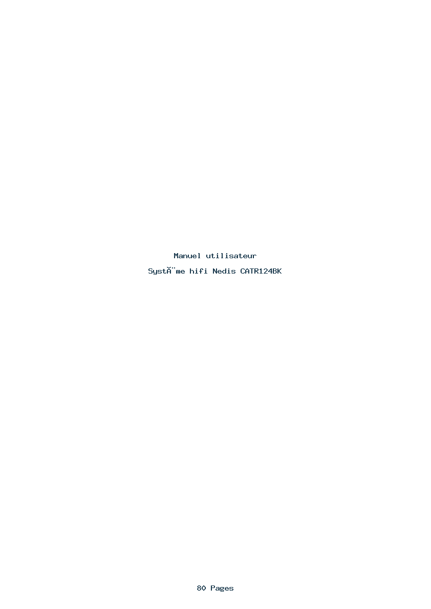 Page 1 de la notice Manuel utilisateur Nedis CATR124BK