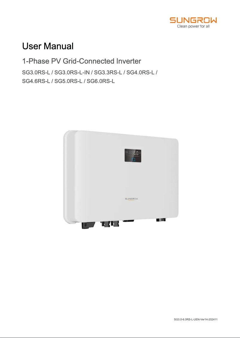 Página 1 del manual Manual de usuario Sungrow SG6.0RS-L