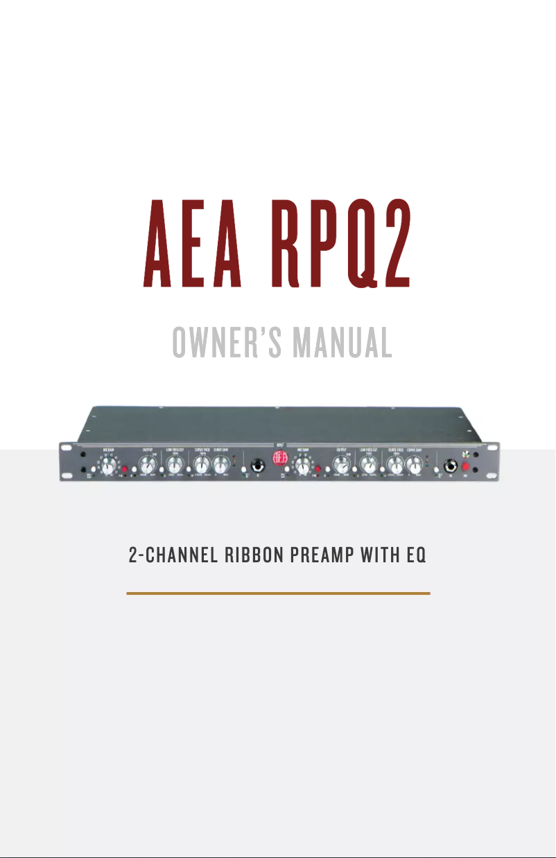 Page 1 de la notice Manuel utilisateur AEA RPQ2
