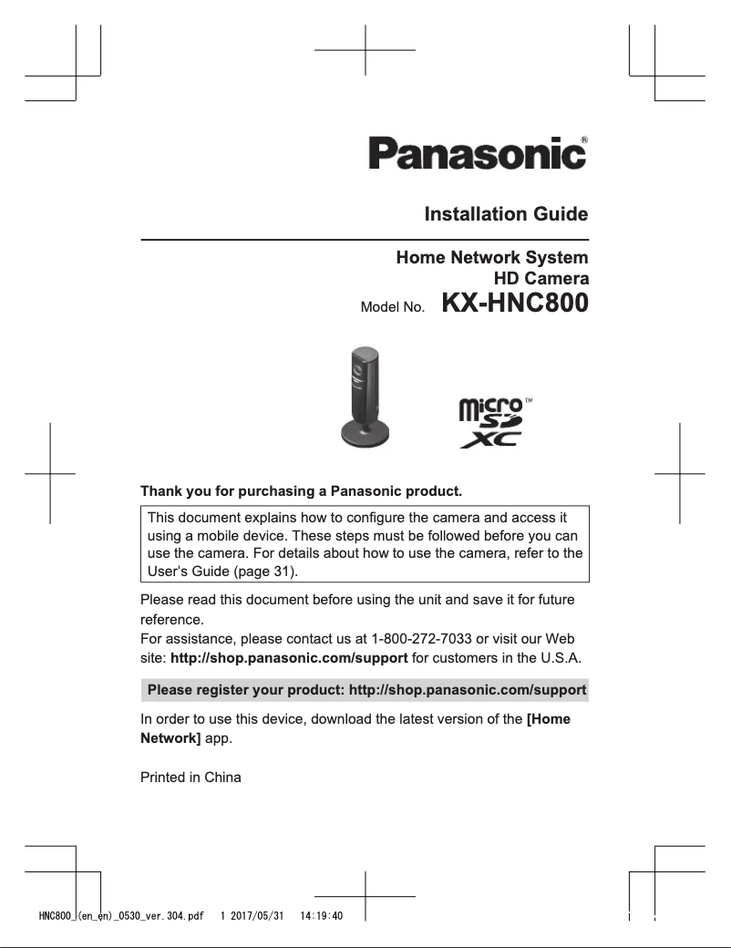 Página 1 del manual Manual de usuario Panasonic KX-HNC800