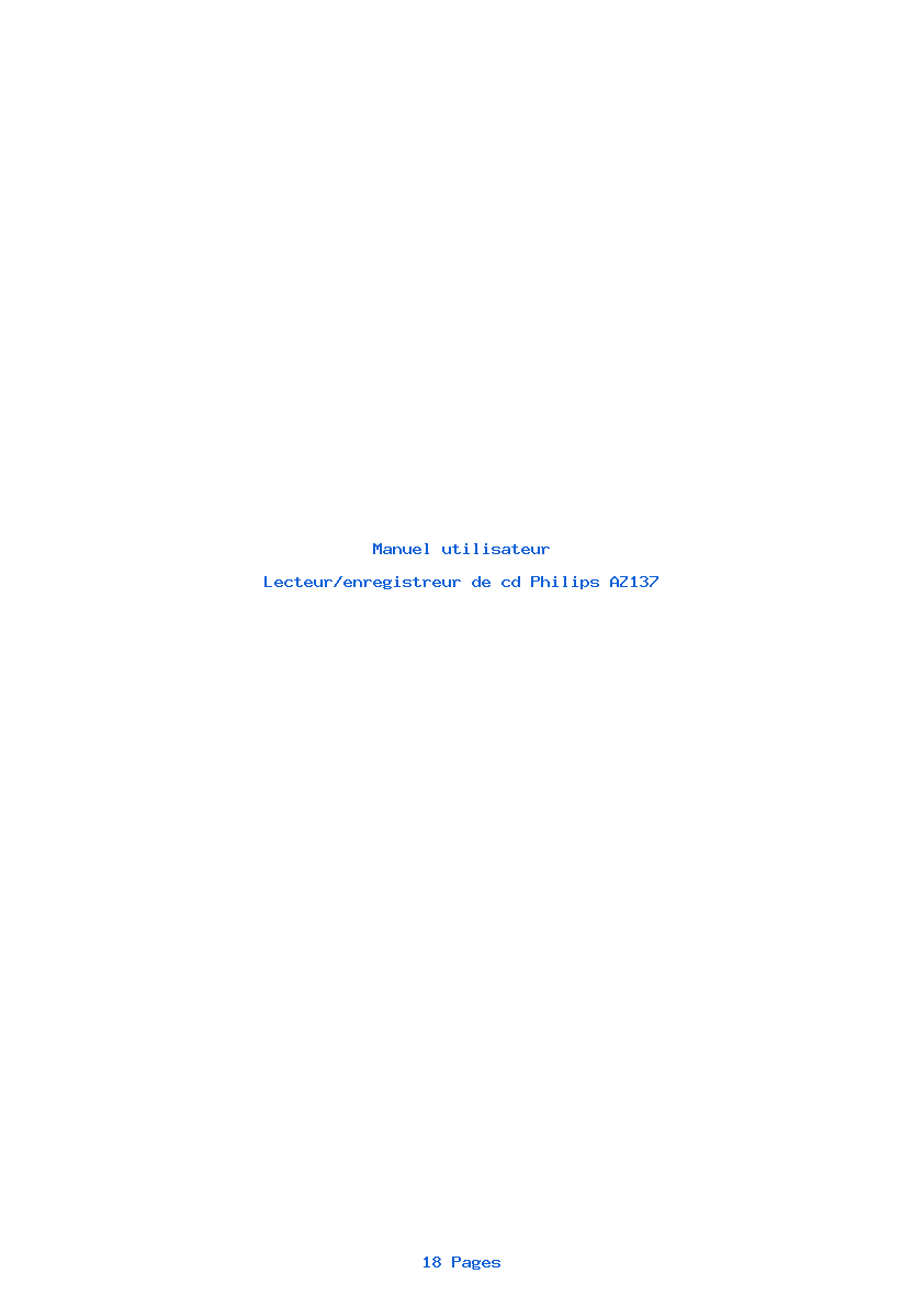Page 1 de la notice Manuel utilisateur Philips AZ137