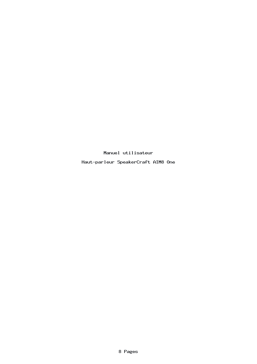 Page 1 de la notice Manuel utilisateur SpeakerCraft AIM8 One