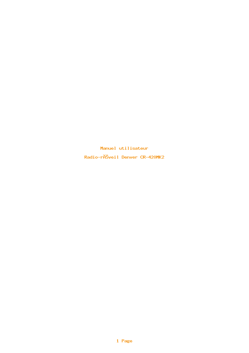 Page 1 de la notice Manuel utilisateur Denver CR-420MK2
