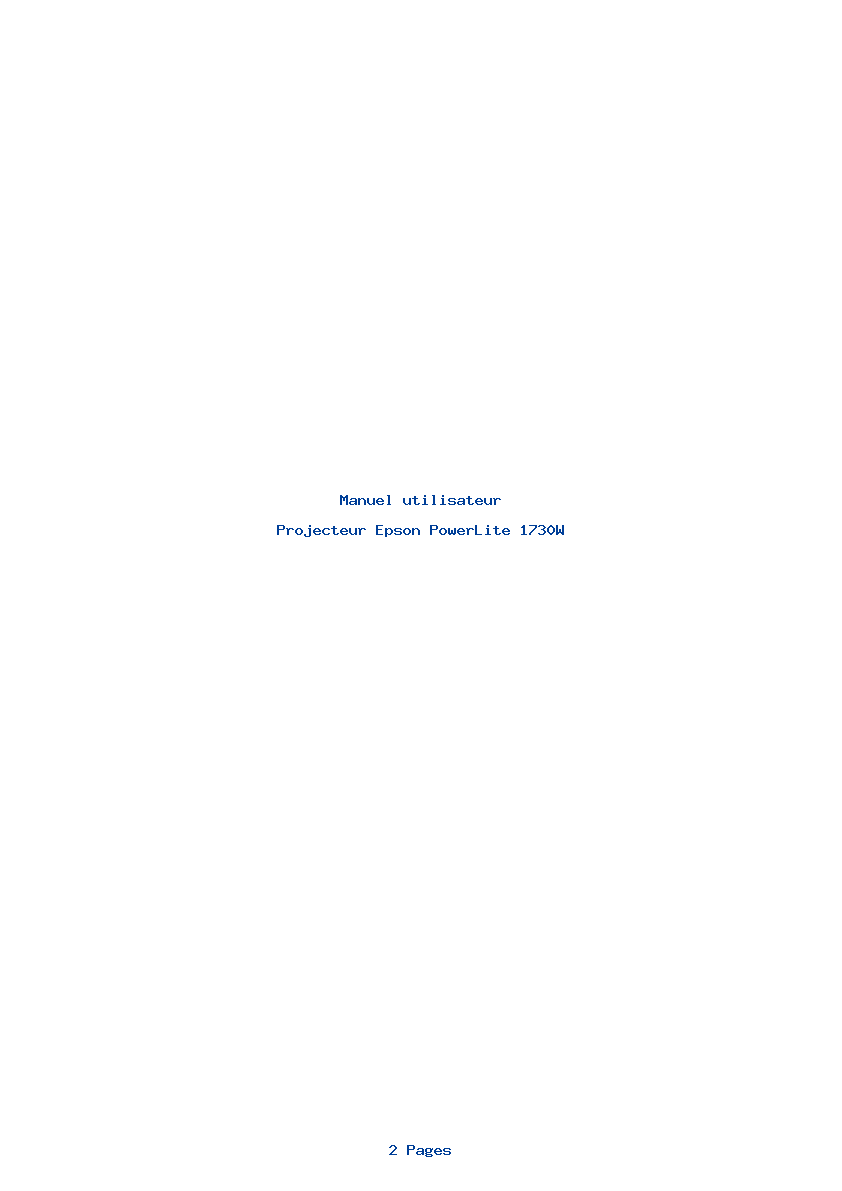 Page 1 de la notice Manuel utilisateur Epson PowerLite 1730W
