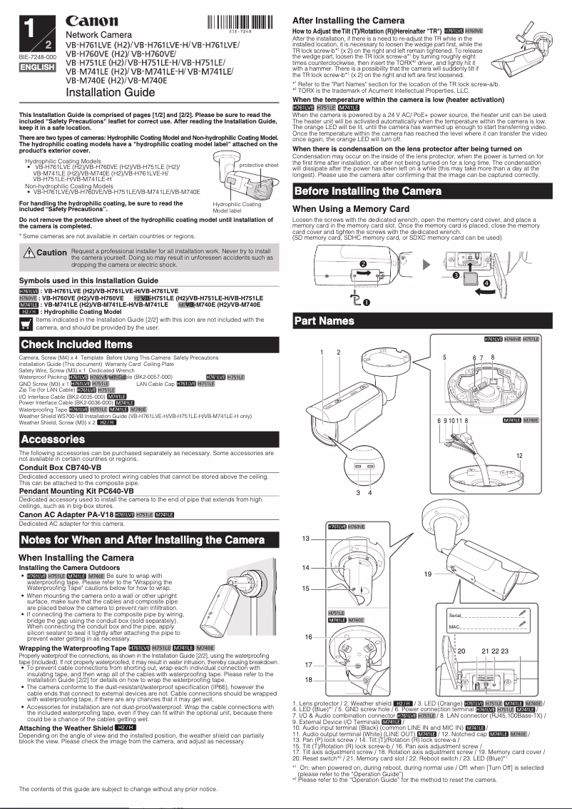 Página 1 del manual Manual de usuario Canon VB-M741LE (H2)