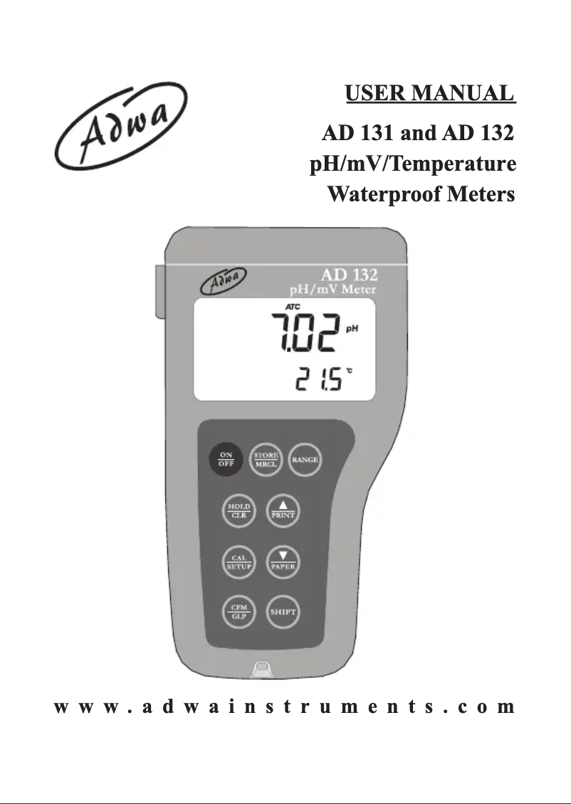 Page 1 of the manual User Manual Adwa AD132