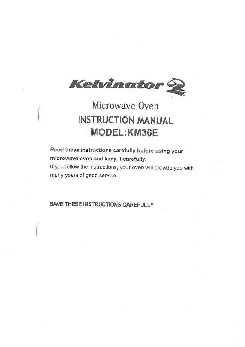 Page 1 of the manual User Manual Kelvinator KM36E