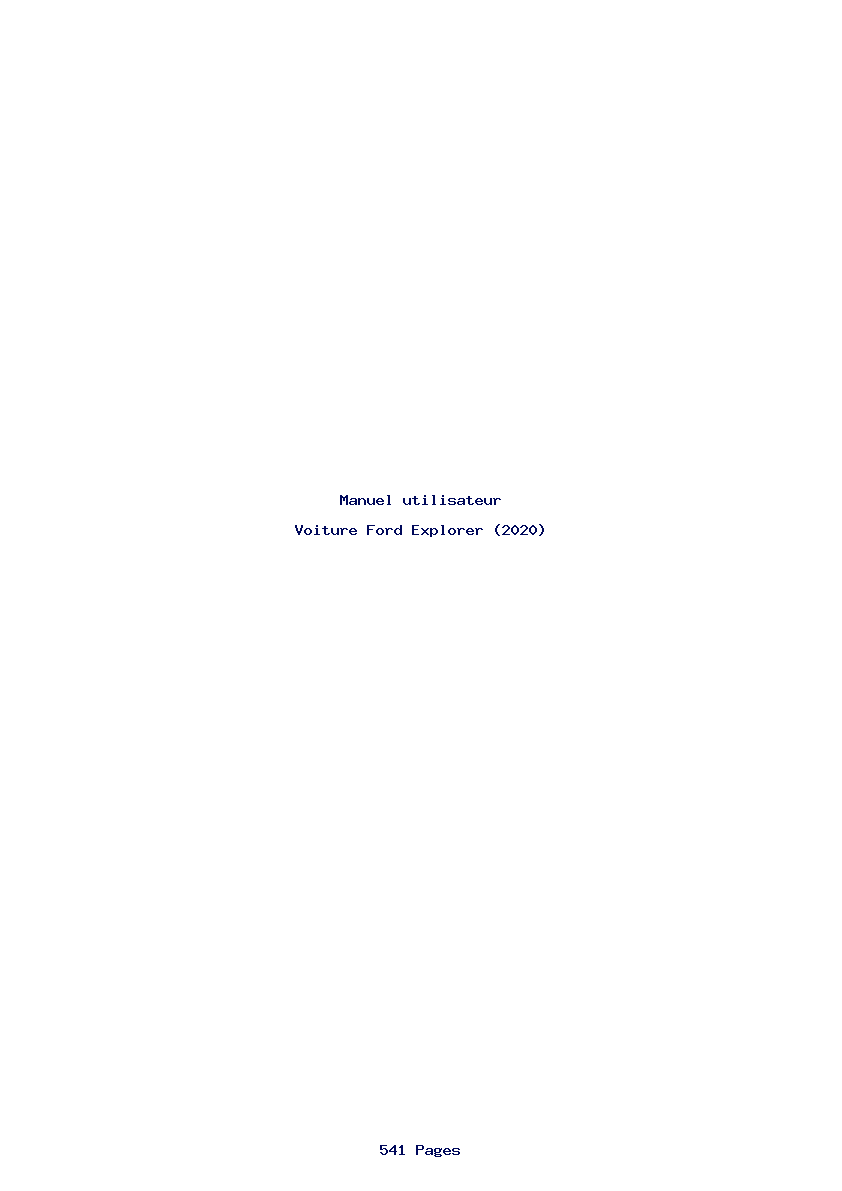 Page 1 de la notice Manuel utilisateur Ford Explorer (2020)