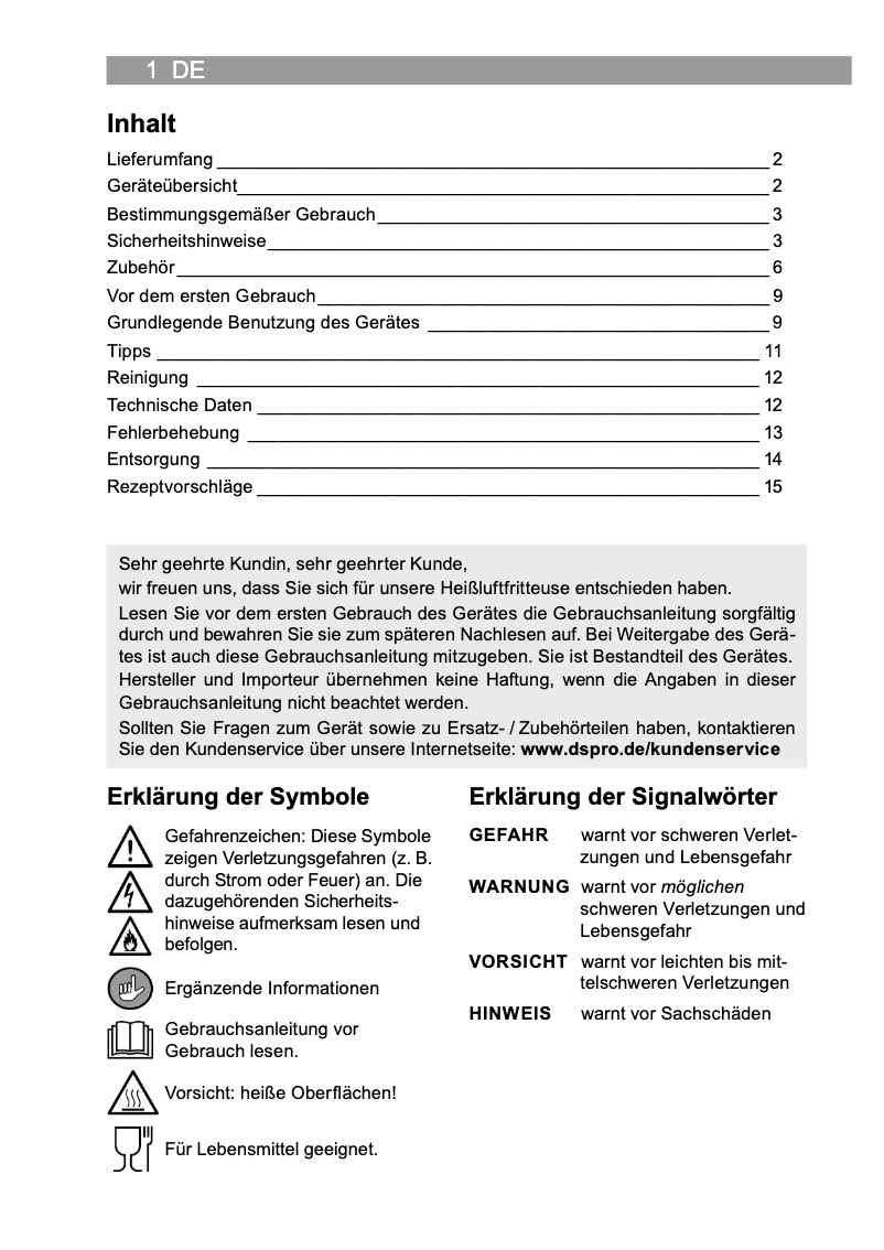 Page 1 de la notice Manuel utilisateur Gourmetmaxx 02363