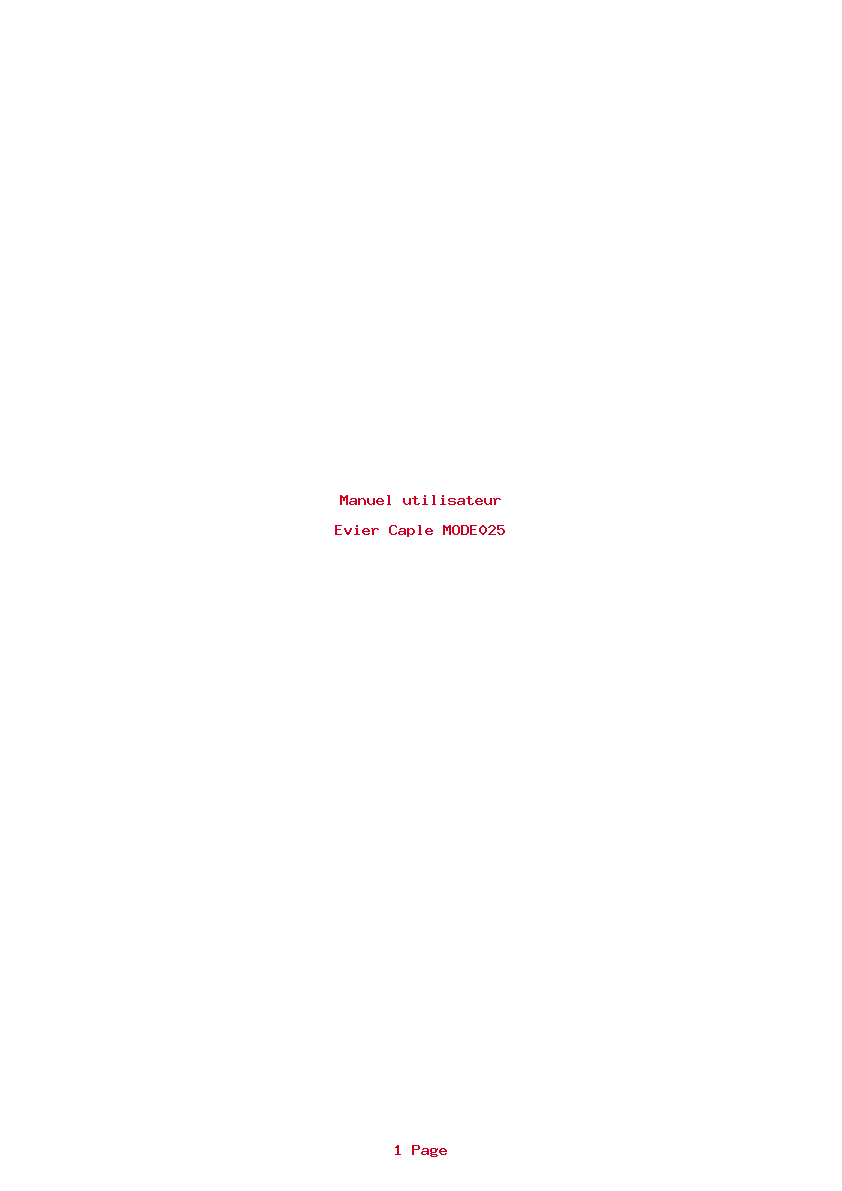 Page 1 de la notice Manuel utilisateur Caple MODE025